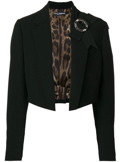 Shop Dolce & Gabbana Cropped Bow Detail Jacket In Black