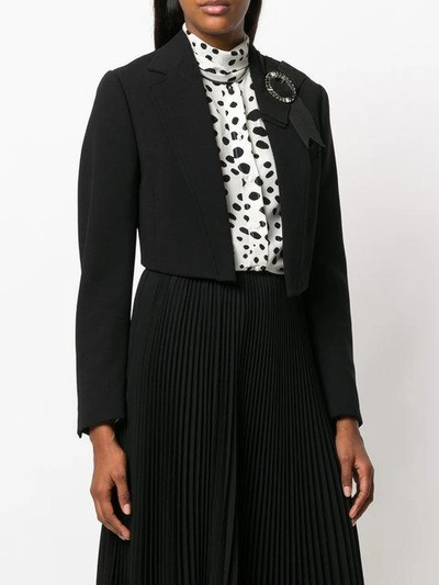 Shop Dolce & Gabbana Cropped Bow Detail Jacket In Black