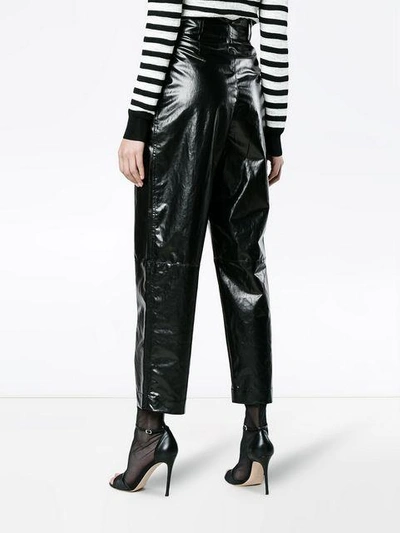 Shop Philosophy Di Lorenzo Serafini Coated Linen Cropped Trousers - Black
