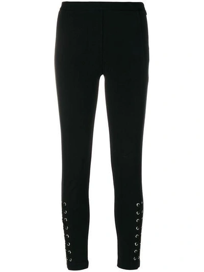 Shop Michael Michael Kors Lace Up Skinny Trousers In Black