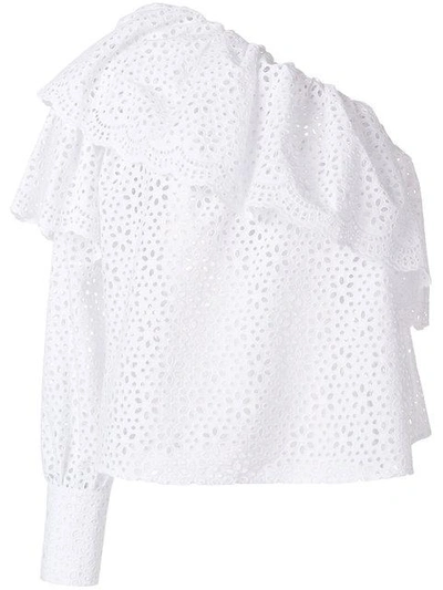 Shop Msgm Broderie Anglaise Ruffled Blouse In White