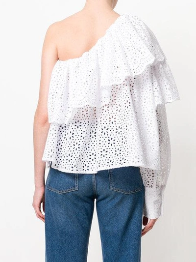 Shop Msgm Broderie Anglaise Ruffled Blouse In White