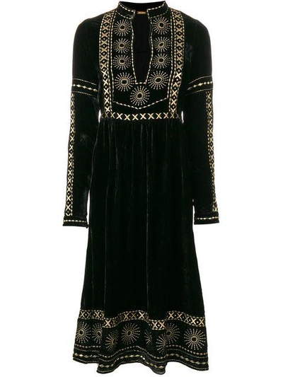 Shop Dodo Bar Or Embroidered Midi Dress In Black