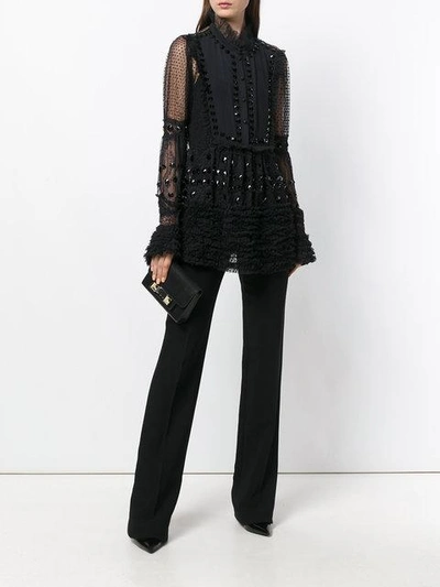 Shop Amen Sheer Shift Blouse In Black