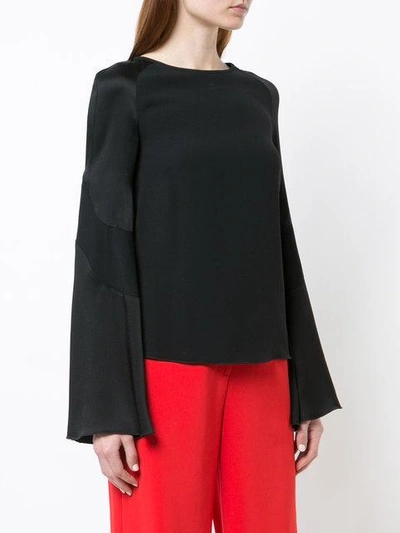 Shop Antonio Berardi Fluted Sleeve Blouse - Black