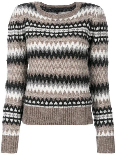 Shop Marc Jacobs Fair Isle Puff Sleeve Sweater - Grey