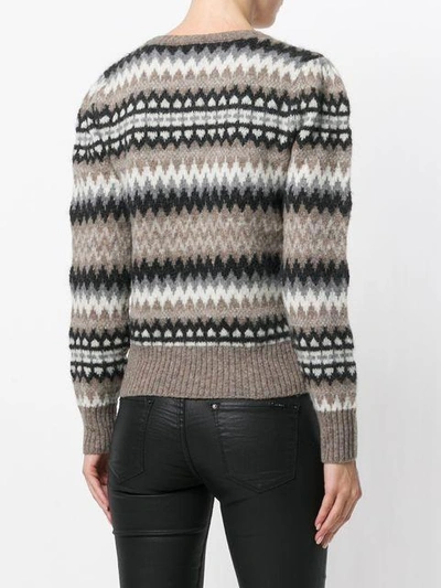 Shop Marc Jacobs Fair Isle Puff Sleeve Sweater - Grey