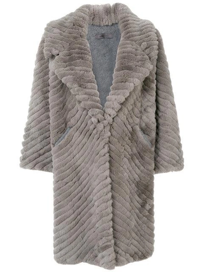 Shop Simonetta Ravizza Shearling Coat In Grey