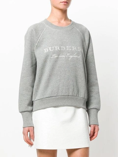 Shop Burberry Embroidered Cotton Blend Jersey In Grey
