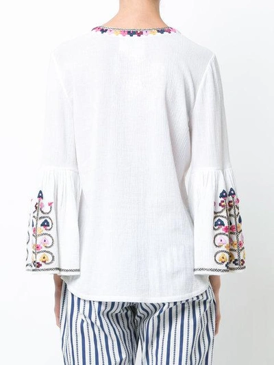 Shop Figue Tassel-embellished Embroidered Blouse - White