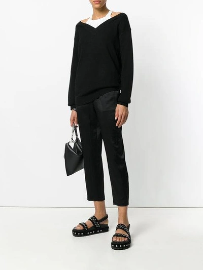 Shop Alexander Wang T Cropped Lightweight Trousers In Black