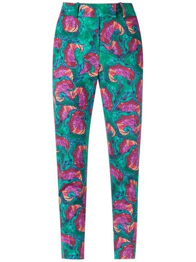 Shop Isolda Abstract Print Skinny Trousers - Green
