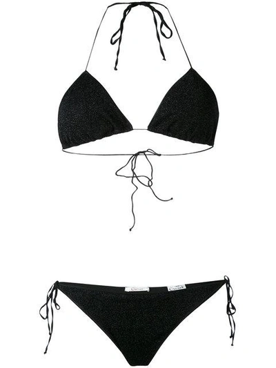 Shop Oseree Lurex Bikini Set In Black
