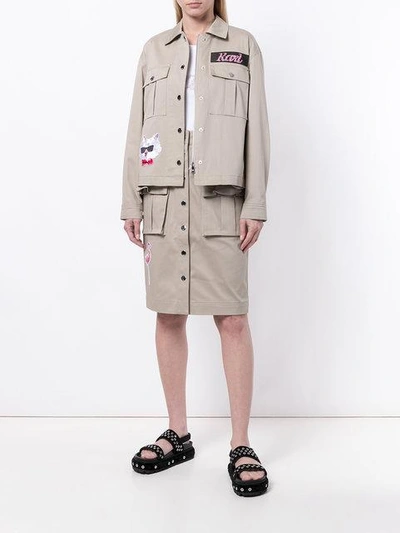 Shop Karl Lagerfeld Patch-appliquéd Field Jacket - Nude & Neutrals