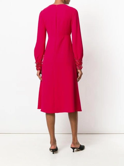 Shop Jorge Vazquez V-neck Midi Dress - Pink & Purple