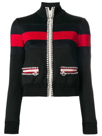Shop Gucci Crystal-embellished Technical Jersey Sweatshirt In Black