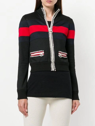 Shop Gucci Crystal-embellished Technical Jersey Sweatshirt In Black
