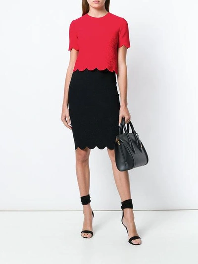 Shop Alexander Mcqueen Jacquard Scalloped Top - Red