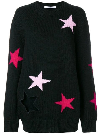 Shop Givenchy Stars Embroidered Sweater - Black