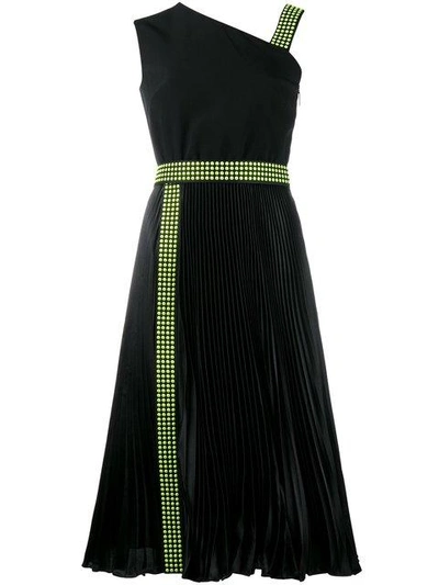 Shop Christopher Kane Studded One Shoulder Dress - Black