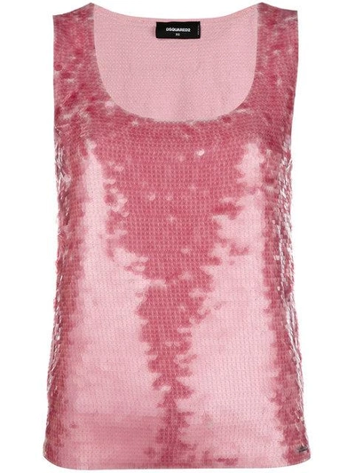 Shop Dsquared2 Sequin Vest Top - Pink In Pink & Purple