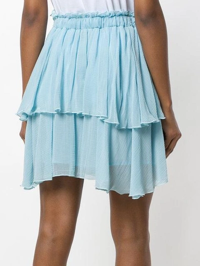 Shop Pinko Ruffled Tiered Skirt In Blue