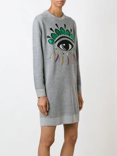 Shop Kenzo 'eye' Sweatshirt Dress In Grey