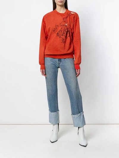 Shop Ottolinger Tied Patch Sweatshirt In Red