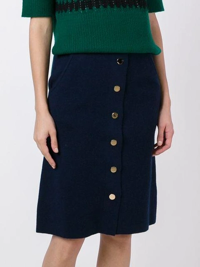 Shop Allude Buttoned Skirt In Blue