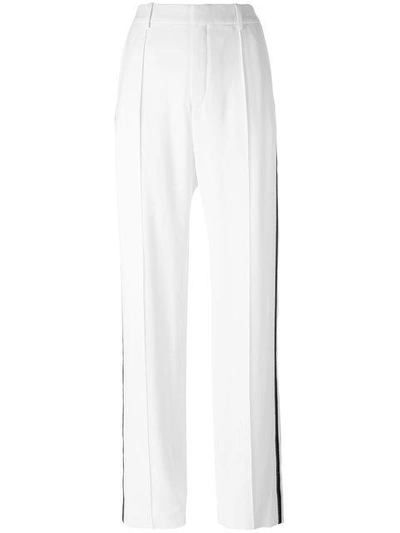 Shop Chloé Straight Leg Piped Trousers In White
