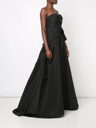 Shop Carolina Herrera Button Detailing Strapless Gown In Black