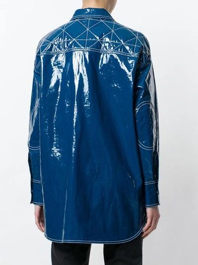 Shop Sonia Rykiel Glossy Topstitch Coat In Blue