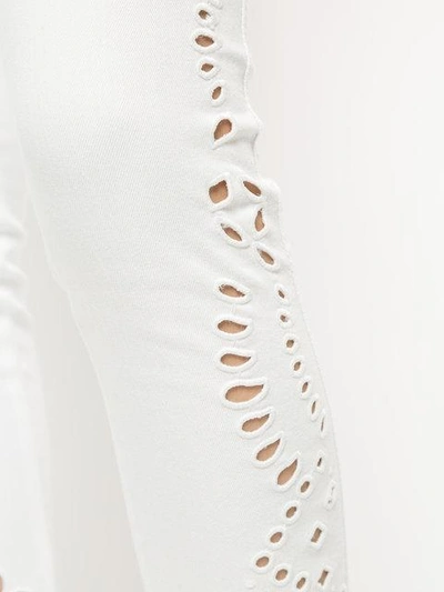 Shop Ermanno Ermanno Laser Cut Detail Trousers In White