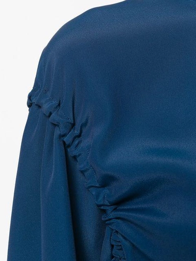 Shop Cedric Charlier Round Neck Blouse In Blue