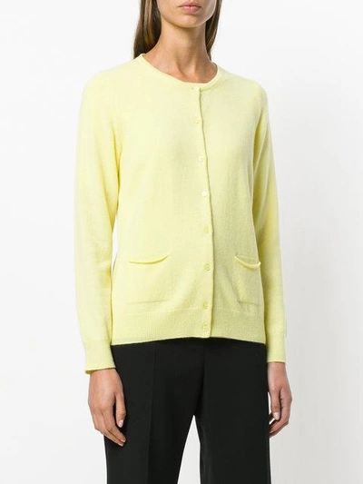 Shop Le Tricot Perugia Round Neck Cardigan In Yellow