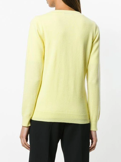 Shop Le Tricot Perugia Round Neck Cardigan In Yellow