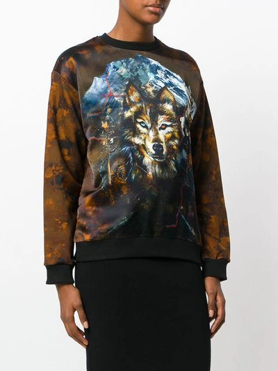 Shop Balmain Wolf Printed Sweatshirt - Brown