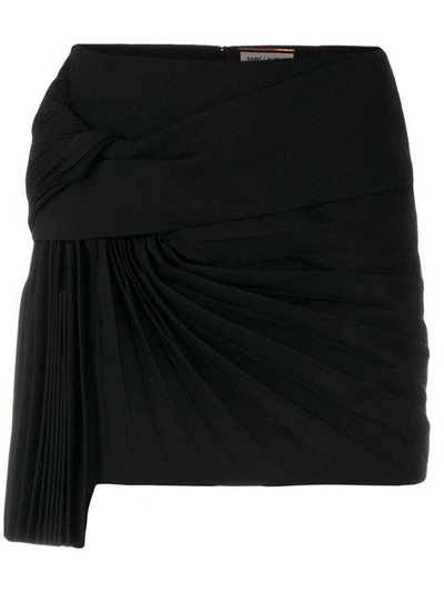 Shop Saint Laurent Pleat Detail Skirt In Black