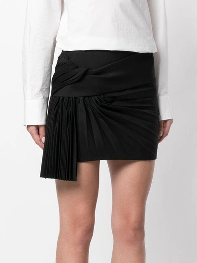 Shop Saint Laurent Pleat Detail Skirt In Black