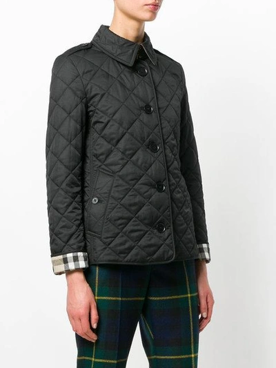 Shop Burberry Diamond Quilted Jacket - Black