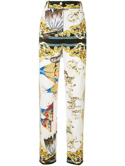 Shop Versace Native American Trousers In Multicolour