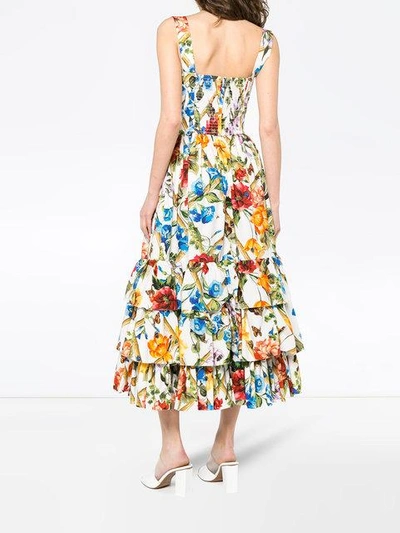 Shop Dolce & Gabbana Floral Cotton Dress With Ruffles - Multicolour