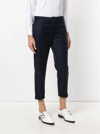 Shop Thom Browne Cropped Tailor Trousers In Blue
