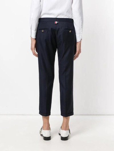 Shop Thom Browne Cropped Tailor Trousers In Blue
