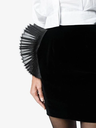 Shop Ronald Van Der Kemp Pleated Organza Embellished Mini Skirt In Black