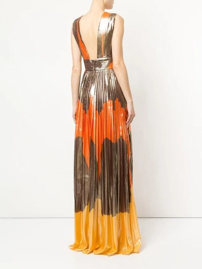 Shop Dhela Metallic Printed Pleated Skirt Gown - Multicolour