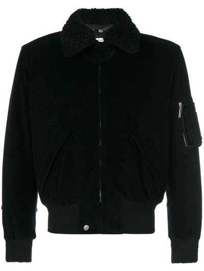 Shop Saint Laurent Classic Corduroy Bomber Jacket In Black