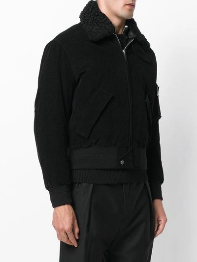 Shop Saint Laurent Classic Corduroy Bomber Jacket In Black