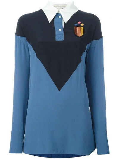 Shop Stella Mccartney 'ornella' Long Sleeved Jersey Top In Blue