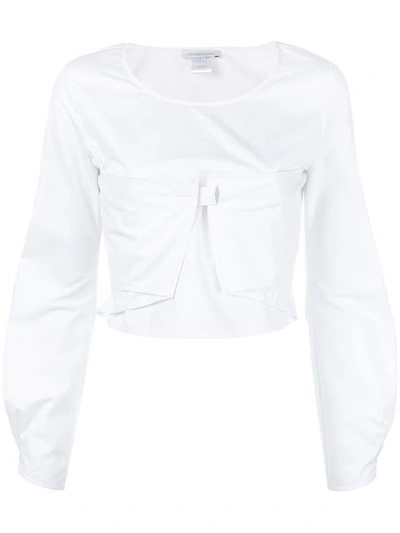 Shop Jw Anderson Cropped Ruffle Sleeved Top - White